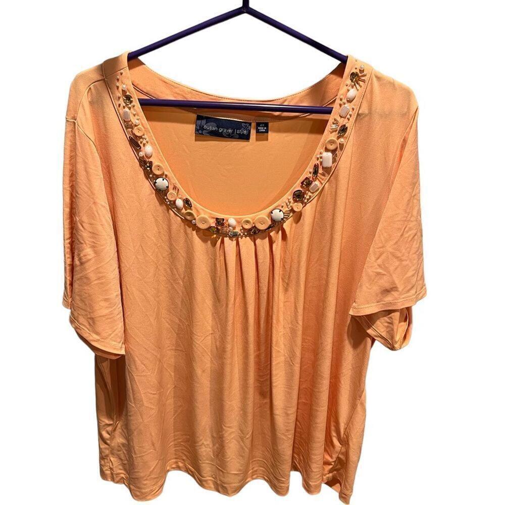 Susan Graver apricot scoop neck coastal core blouse women’s size 2X